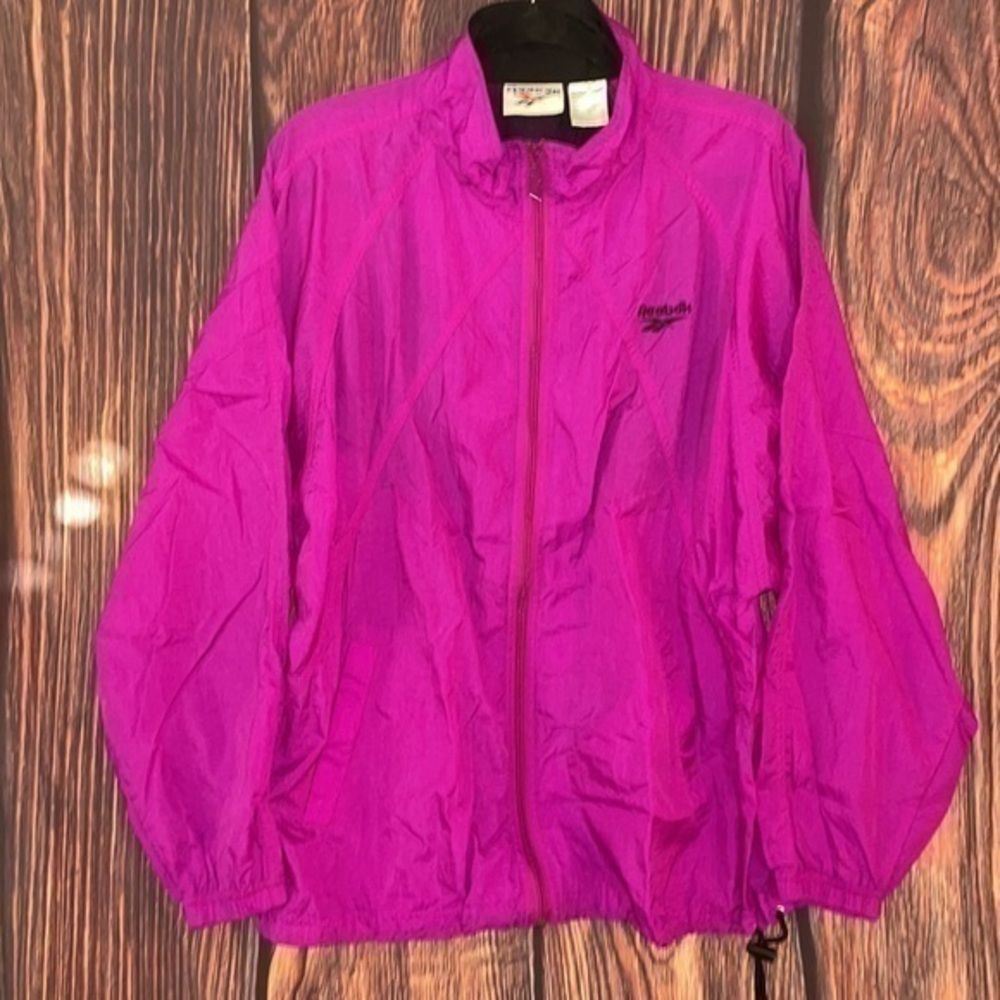 Vintage Reebok Track Windbreaker Nylon Zip Jacket Mesh Back Flap Drawstring Hem